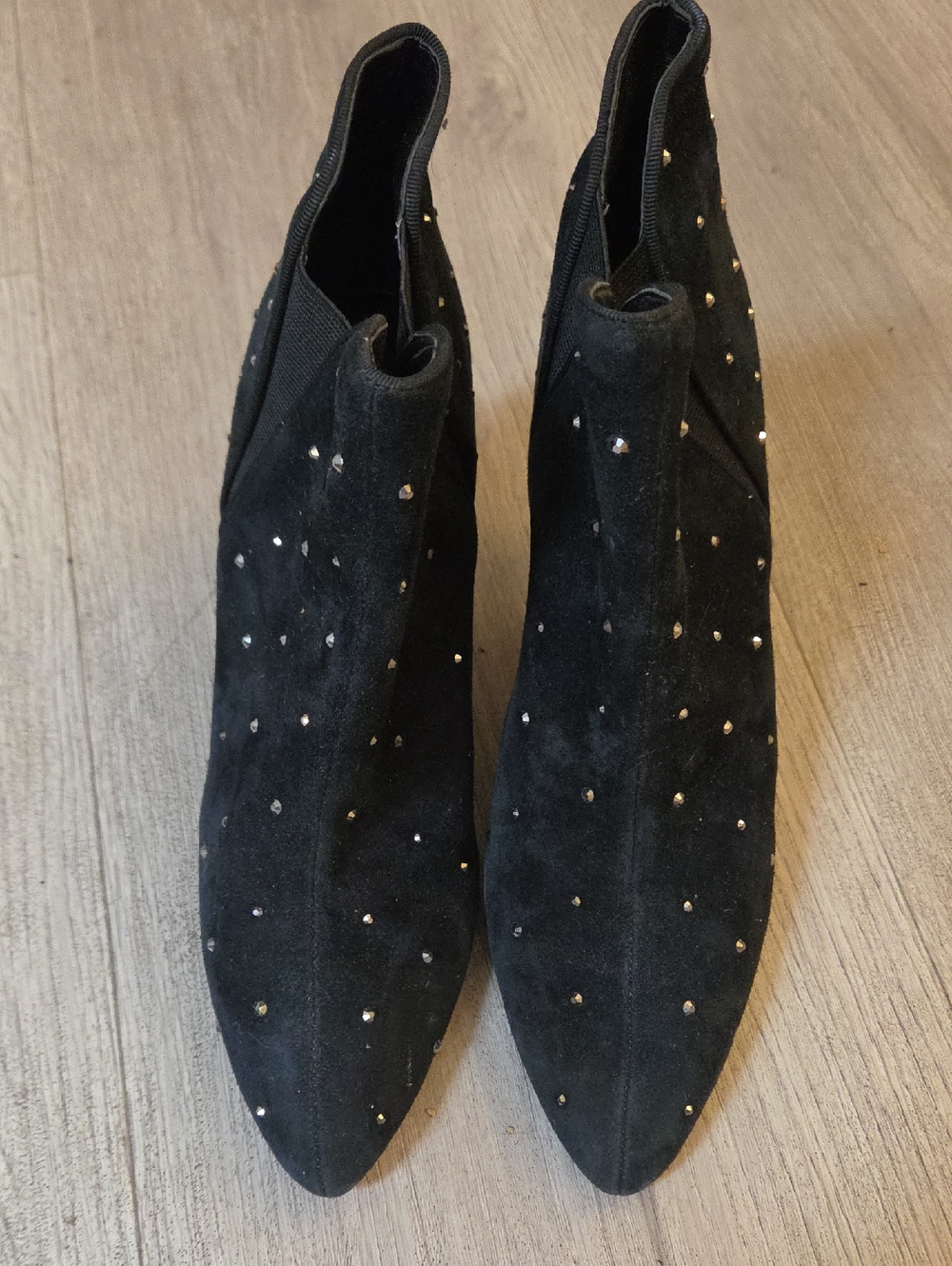 Black Suede Studded Women's Ankle Boots